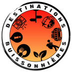 logo de Destinations Buissonnières, travel planner : cercle avec pictogrammes de voyage