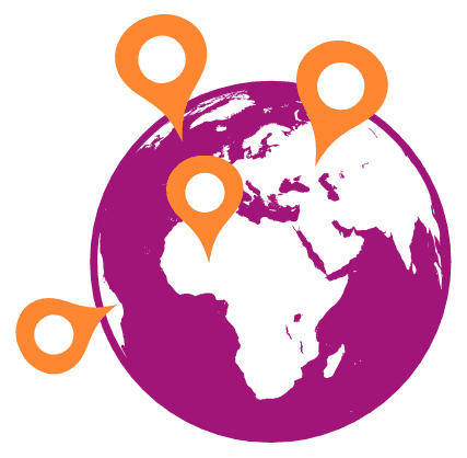 globe avec points de localisation illustrant l’expérience de voyageuse de Elisa, travel planner